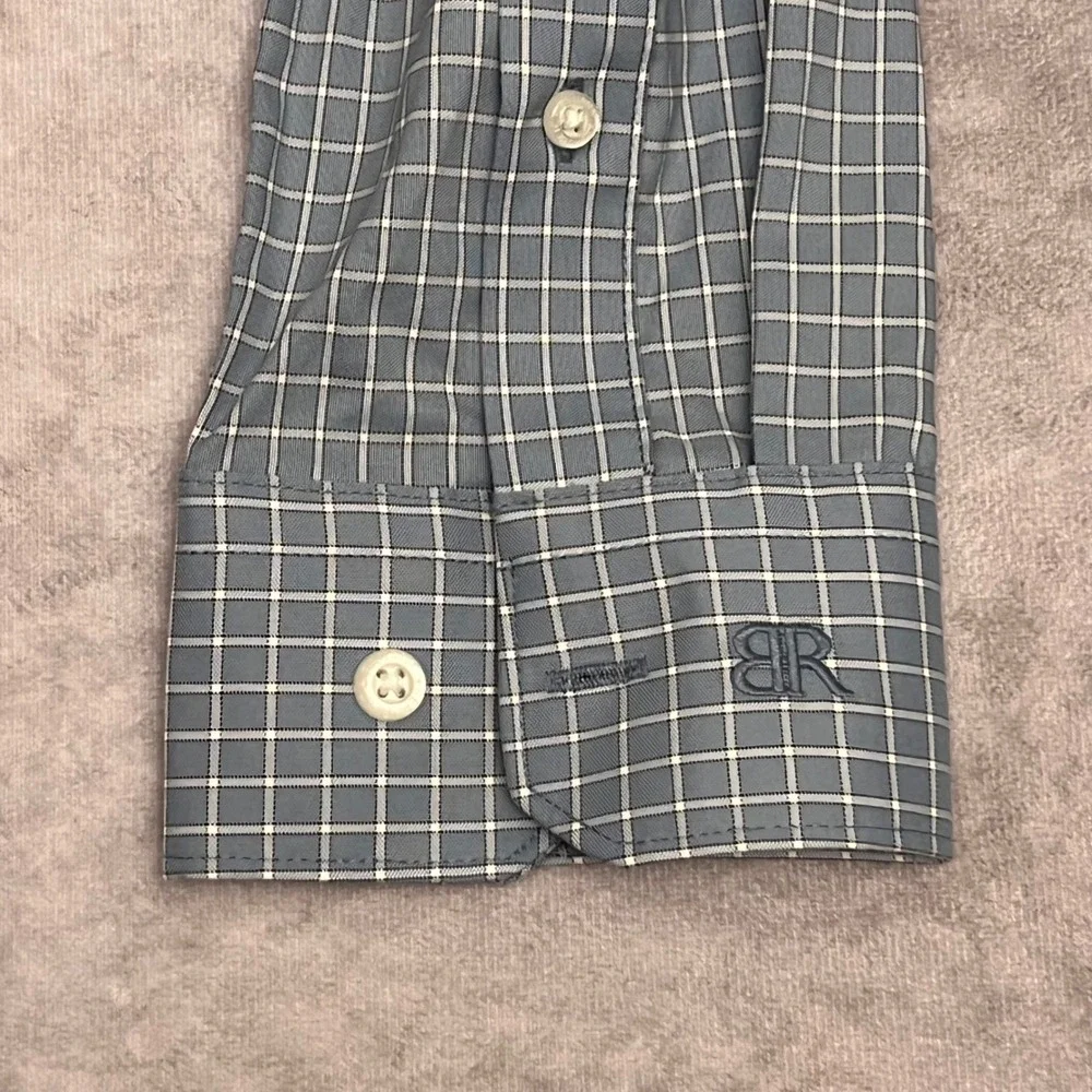 Banana Republic Button Down Shirt Mens XL Blue Grid Excellent Long Sleeve Cotton